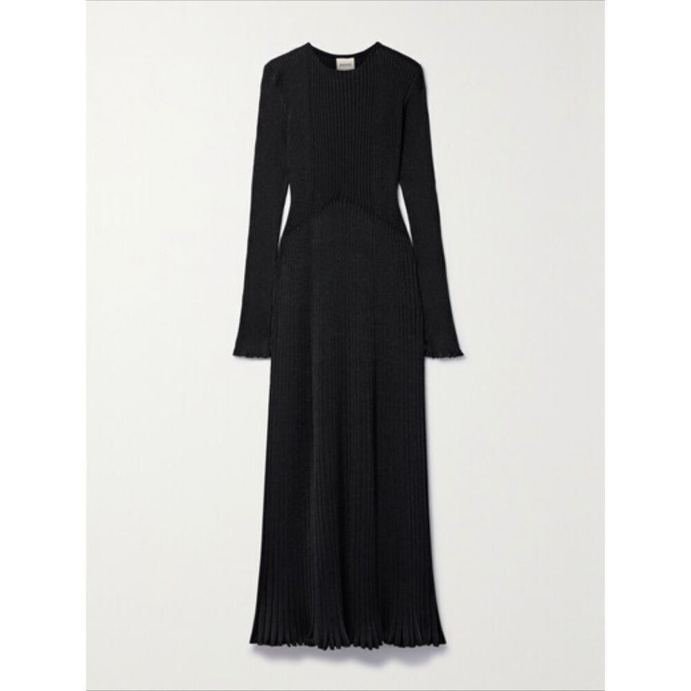 Khaite Okla Metallic Ribbed Wool-blend Maxi Dress XS